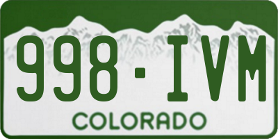 CO license plate 998IVM