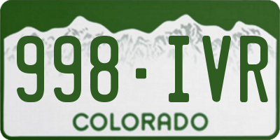 CO license plate 998IVR