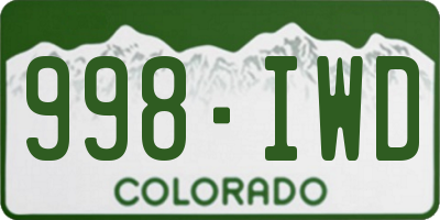 CO license plate 998IWD