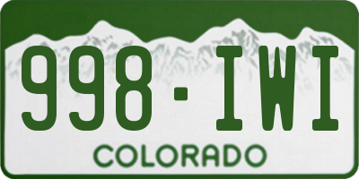 CO license plate 998IWI