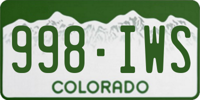 CO license plate 998IWS