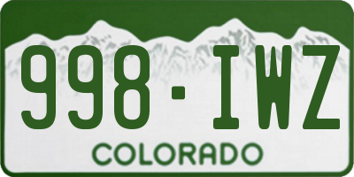 CO license plate 998IWZ