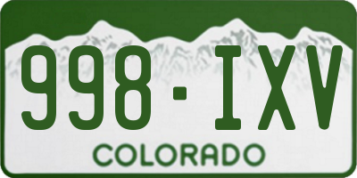 CO license plate 998IXV