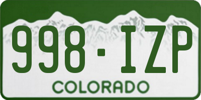 CO license plate 998IZP