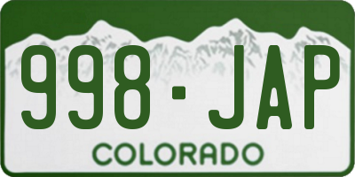 CO license plate 998JAP