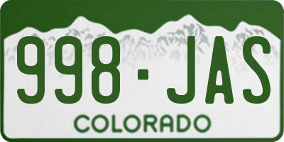 CO license plate 998JAS
