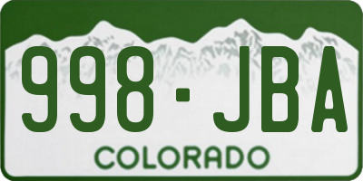 CO license plate 998JBA