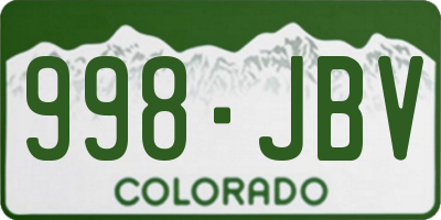 CO license plate 998JBV