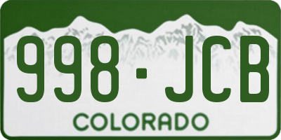 CO license plate 998JCB