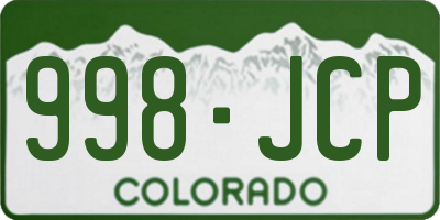 CO license plate 998JCP