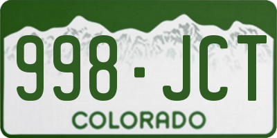 CO license plate 998JCT