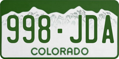 CO license plate 998JDA