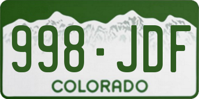 CO license plate 998JDF
