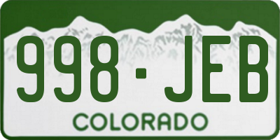 CO license plate 998JEB