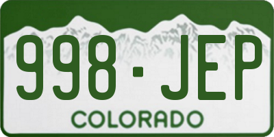 CO license plate 998JEP