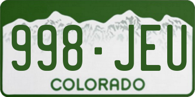 CO license plate 998JEU
