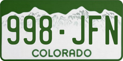 CO license plate 998JFN