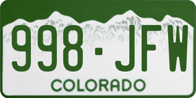 CO license plate 998JFW