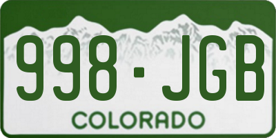 CO license plate 998JGB