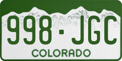 CO license plate 998JGC