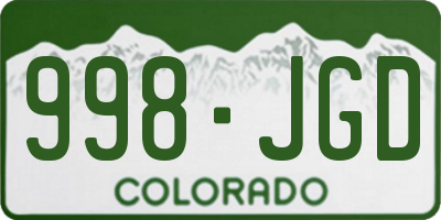 CO license plate 998JGD