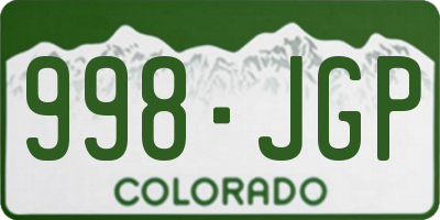 CO license plate 998JGP