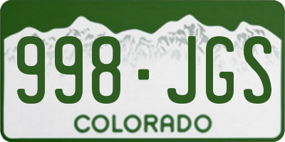 CO license plate 998JGS