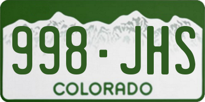 CO license plate 998JHS