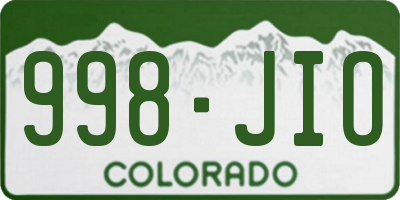 CO license plate 998JIO