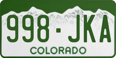 CO license plate 998JKA