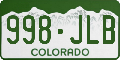 CO license plate 998JLB