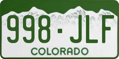 CO license plate 998JLF