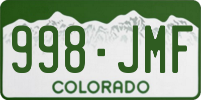 CO license plate 998JMF