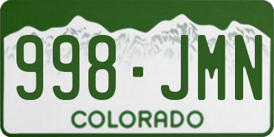 CO license plate 998JMN