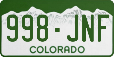 CO license plate 998JNF