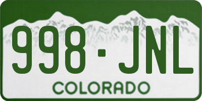 CO license plate 998JNL