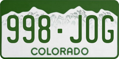 CO license plate 998JOG
