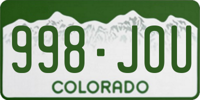 CO license plate 998JOU