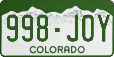 CO license plate 998JOY
