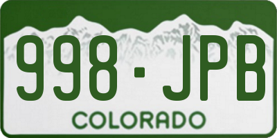 CO license plate 998JPB