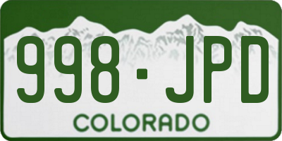 CO license plate 998JPD