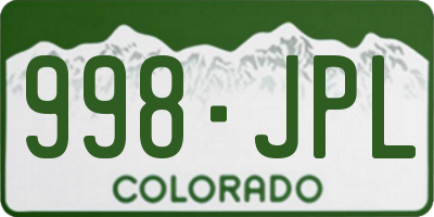 CO license plate 998JPL