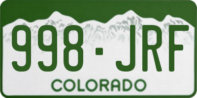 CO license plate 998JRF