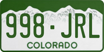 CO license plate 998JRL