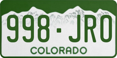 CO license plate 998JRO
