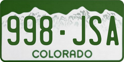 CO license plate 998JSA