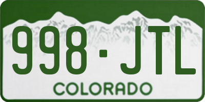 CO license plate 998JTL