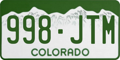 CO license plate 998JTM