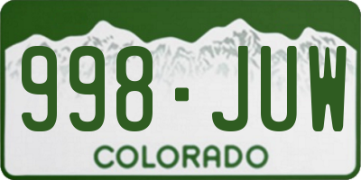 CO license plate 998JUW
