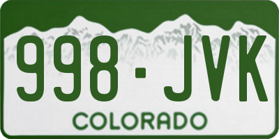 CO license plate 998JVK